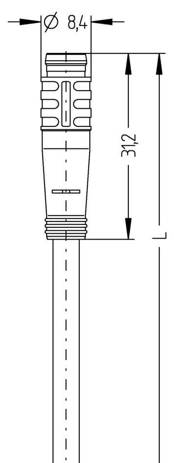 Technical drawing of a connector with dimensions 'Ø 8.4' and '31.2'. Shows details and form of the plug.