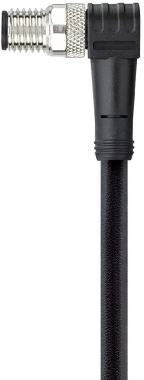 Black cable with right-angled plug and silver threaded adapter, typical for electronic connections.