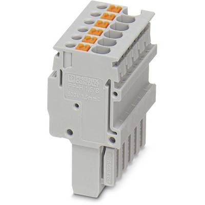 Grey electrical multi-pin connector, suitable for 500V, 1.5mm² cable. Marking: 'PP-H 1.5/S PHOENIX CONTACT'.