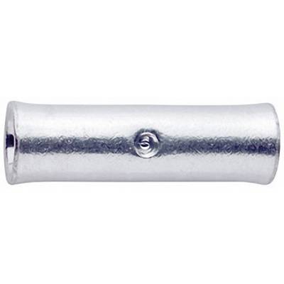 Metal sleeve with a cylindrical shape and a small protrusion in the middle, used for electrical connections.