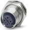 Metal connector with five pins, suitable for industrial applications, provides robust and reliable electrical connections.
