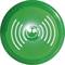 A green button with white wavy lines radiating in a circular pattern from the centre. Symbolising activation or signalling.