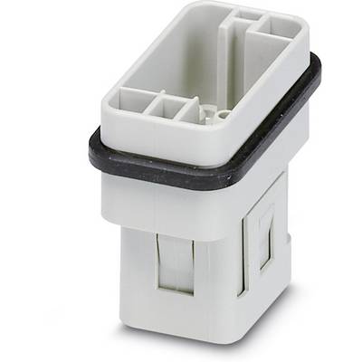 A rectangular, grey multi-chamber connector with a black seal. It is used for cable connection in electrical systems.