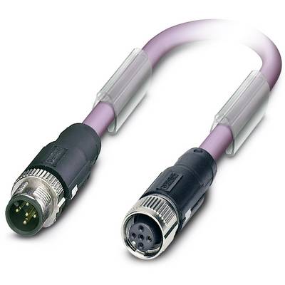 A purple Ethernet cable with male and female connectors, showing connection possibilities for networks or devices.