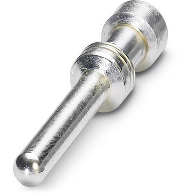 A silver metal pin with a cylindrical shaft and a knurled end, likely an electronic or mechanical component.