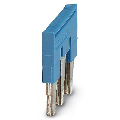 Three blue, flat fuses with metal teeth, arranged side by side.