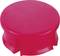 Red plastic lid in a round shape, most likely from a plastic bottle.