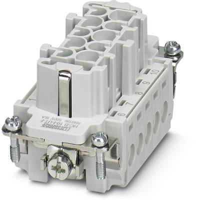 A grey electrical terminal block with screws and numbering from 1 to 12 on the side for cable connection.