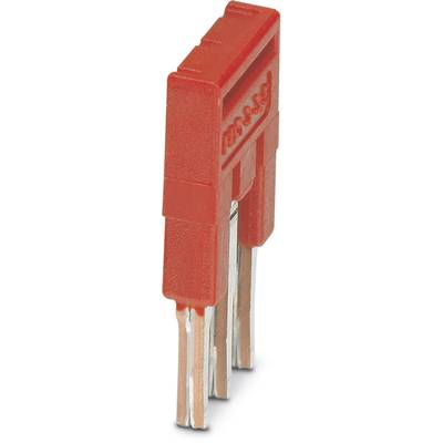 A red short-circuit plug with three silver pins, used for electrical connection in a technical device or circuit.