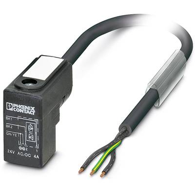 Connector with three open cable ends and technical diagram on the surface; by Phoenix Contact, suitable for 24V AC/DC.