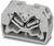 Grey, rectangular plastic terminal block with metal contacts, used for connecting electrical wires in circuits.