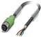 Green connector with exposed copper wires; shows cable construction.