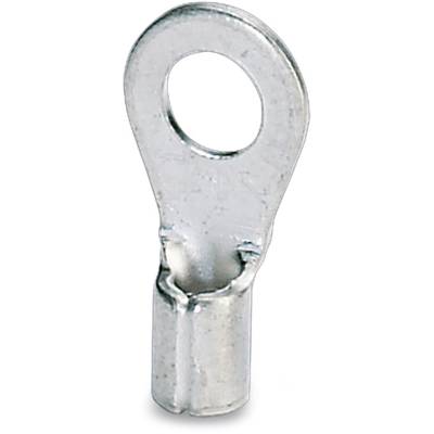 'Metal flat plug with round hole, suitable for electrical connections.'