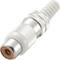 Metal connector with a ribbed grip and an orange tip, commonly used for electronic connections.