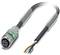 A multi-core electrical cable with stripped ends and a metal plug is shown.