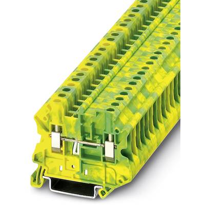 Yellow-green terminal block, suitable for earthing purposes in electrical installations.