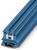 A blue terminal block with multiple connection openings and clamping screws, suitable for wiring in electrical control cabinets.