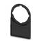 A black plastic frame with a round cut-out at the top, likely for mounting on an object.