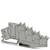 Grey plastic holder with multiple vertical slots in various sizes and shapes, used for cable management.