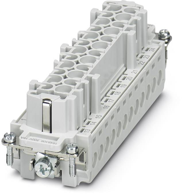 A grey, multi-pole electrical connector with screw terminals and numbered connections for cable assembly.