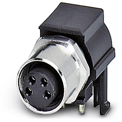 'Black DIN plug with 4 metal pins and black plastic housing, depicted on an isolated white surface.'