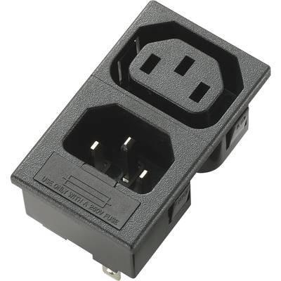 TRU COMPONENTS 719745 IEC connector Socket, vertical vertical, Plug, vertical mount Total number of pins: 3 10 A Black 1