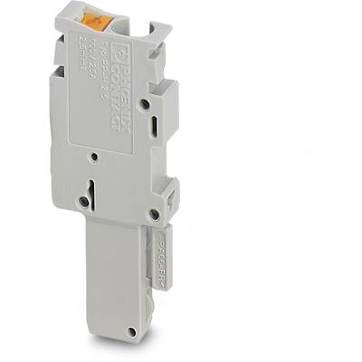Electrical terminal block by Phoenix Contact, model PT 2.5, grey, for mounting on a DIN rail.