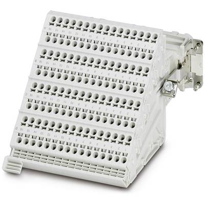 A white terminal block with multiple connections and numbered rows, used for electrical wiring.