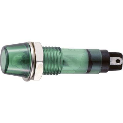 Green round push button with metal ring and black base, suitable for mechanical switchgear and electrical control devices.
