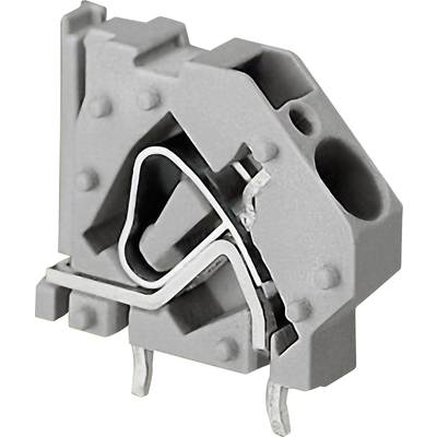 Grey plastic switch with metallic contacts. Used for electrical switching operations, detailed view of the mechanism.