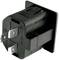 Black toggle switch with four metal contacts, in a rectangular plastic housing.