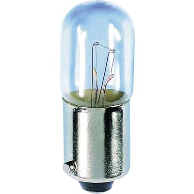 Light bulb with metal base and glass casing. The wires inside are visible. It is used in lighting applications.