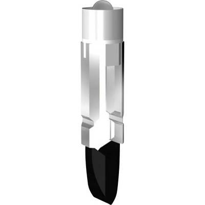 Black and silver gable nose, stylised representation of a cutting tool.