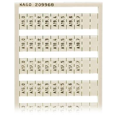 A WAGO label set with numbers from A16.0 to A19.7, arranged in four rows.