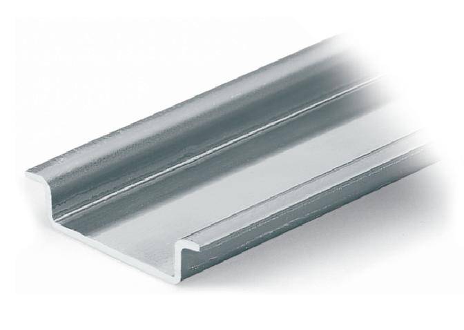Metal U-shaped profile, for construction or fixing purposes. Silver colour and smooth surface, shown in a diagonal view.
