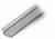 A metal profile in C-shape, photographed at an angle, reveals smooth surfaces and rounded edges.