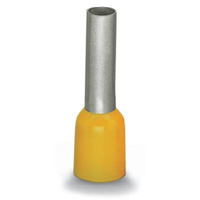 A yellow glass vessel with a long, slender aluminium neck, possibly for laboratory purposes.