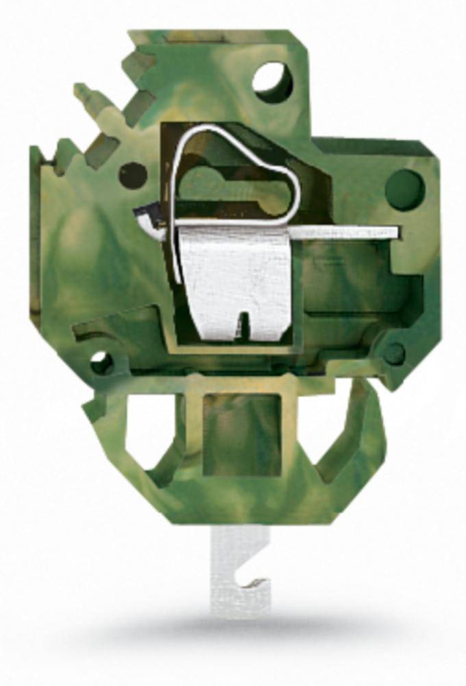 Green, complex-shaped key blank with a metallic cut pattern and serrated outer edge, against a neutral background.