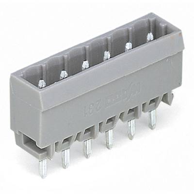 Grey, rectangular electrical plug with eight metal pins, vertically aligned, on a white background.