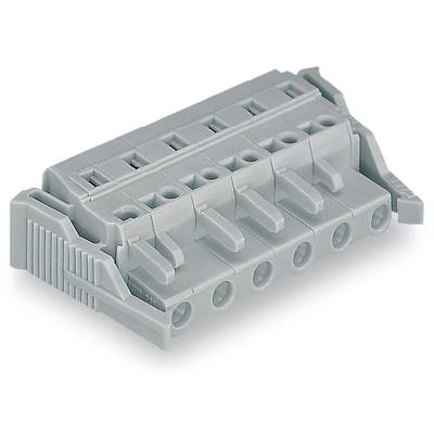 A grey connector with five terminals, suitable for electrical connections, shown in close-up.