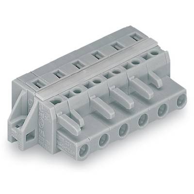 Grey electrical connector with multiple terminal blocks, suitable for connecting wires or cables in electrical control cabinets.