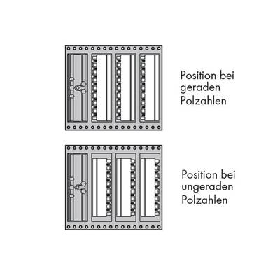 Two circuit diagrams showing the position for even and odd pole numbers. Top 'Position for even pole numbers', bottom 'Position for odd pole numbers'.