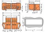 Male connector with snap-in flanges and threaded flanges