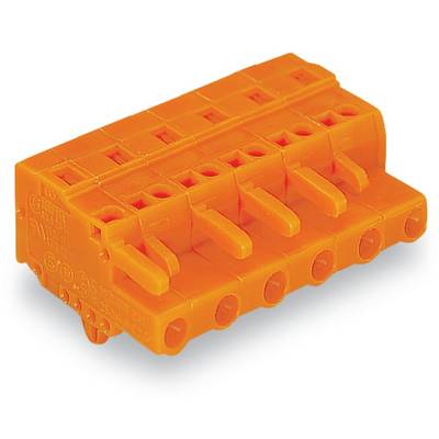 Orange, straight multi-pin electrical connector designed for secure electrical connections.