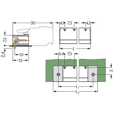 Technical drawing shows cross-section and dimensions of a profile in mm. Details for installation and profiled areas are highlighted.