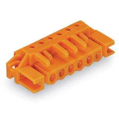 An orange electrical connector/terminal block with multiple connection points, suitable for electrical wiring.