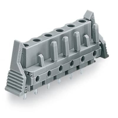 Grey plastic multi-pin connector suitable for electronic connections.