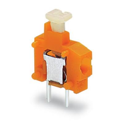 'Orange DIP switch with two connection pins and a white actuator'