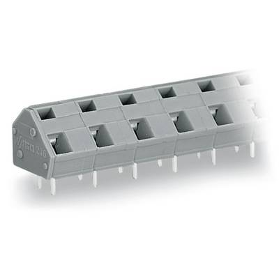Grey, rectangular electrical terminal block module with multiple connections. Used for secure electrical connections.
