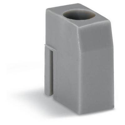 Grey, rectangular plastic component with a round opening at the top, potentially a technical connecting element.